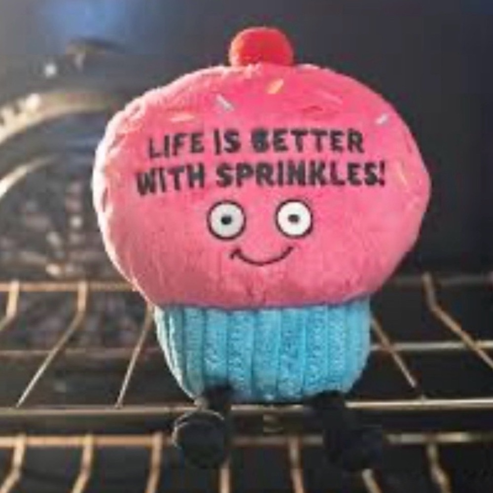 6” NWT Punchkins Cupcake with "Life is Better With Sprinkles!" embroidered on it